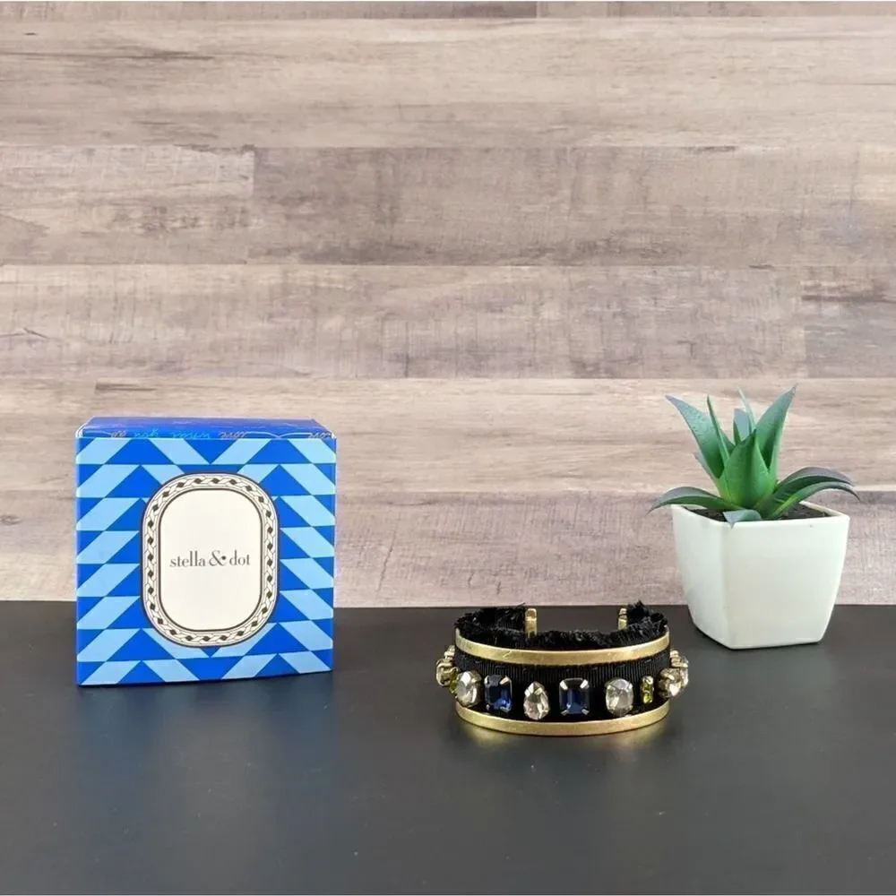Stella and Dot Morgan Jeweled Cuff Black and Gold